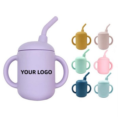 Baby Soft Silicone Infant Cup With Straw