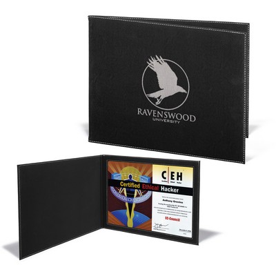 Leatherette Certificate Holder (Black/Silver)