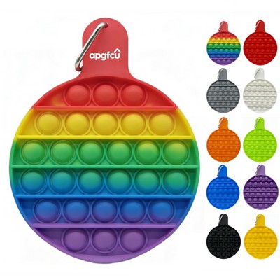 Round Push Pop Bubble Fidget Toy w/ Carabiner