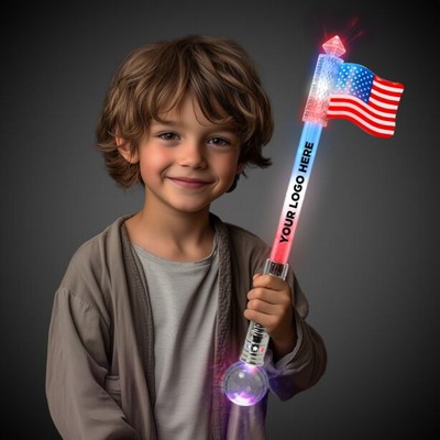 Light Up Jumbo Flag Wand w/Prism Ball